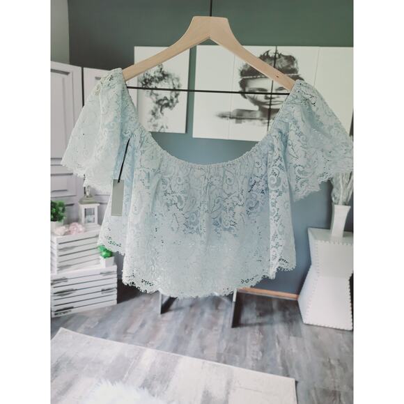 NEW LOVERS AND FRIENDS PACIFIC BLUE LACE OVERLAY CROP TOP - SMALL - Picture 9 of 11